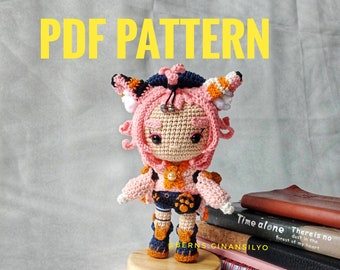 PDF-patroon: Gehaakte amigurumi-pop geïnspireerd op Diona