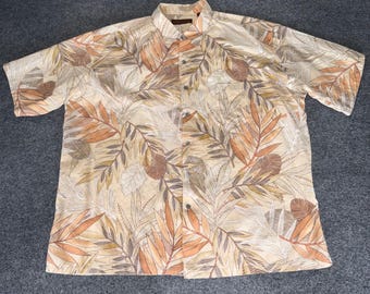 Tori Richard Mens 2XL Cotton Lawn Tropical Leaf Print Button Up Shirt Hawaiian