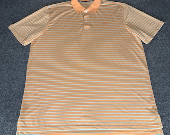 Southern Tide Polo Shirt Men XL Orange Striped Tide To Trail Casual Golf Stretch