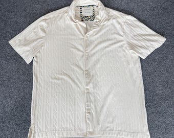 Cactus Man Ricky Singh Mens Large Cream Cable Knit Textured Button Down Shirt