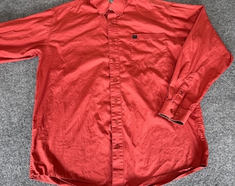 Cinch Western Shirt Mens Medium Red Button Down Long Sleeve Cowboy Rodeo Casual