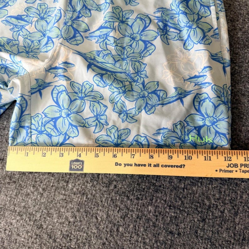 HUK Shorts Men Medium 30x5 Blue Floral Swim Trunks Fishing Quick Dry Performance imagem 8