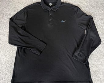 Greg Norman Attack Life Mens XL Black Long Sleeve Golf Polo Shirt Stretch Casual