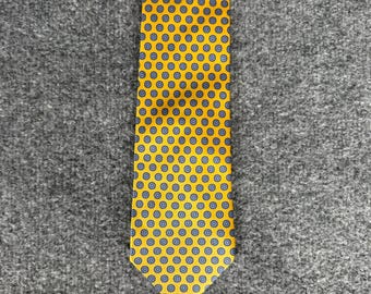 Ermenegildo Zegna Mens Yellow Blue Silk Tie Made in Italy Necktie Classic