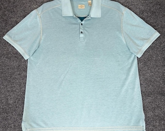 Tommy Bahama Shirt Men XL Green Polo Pima Cotton Solid Short Sleeve Casual Adult