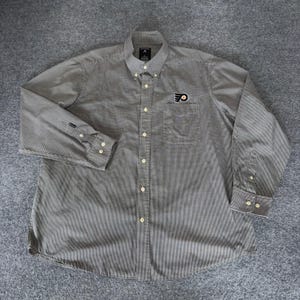 Antigua Philadelphia Flyers Hockey Mens XL Button Up Shirt Micro Check Black