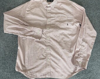 Nike Mens XL Long Sleeve Button Up Shirt Pink Striped Cotton Stretch Casual