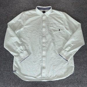 Vans Striped Button Down Shirt Men XL Green Long Sleeve Classic Fit Casual Skate