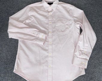 Banana Republic Men Large 16-16.5 35 Slim Non-Iron Micro Dress Shirt Long Sleeve