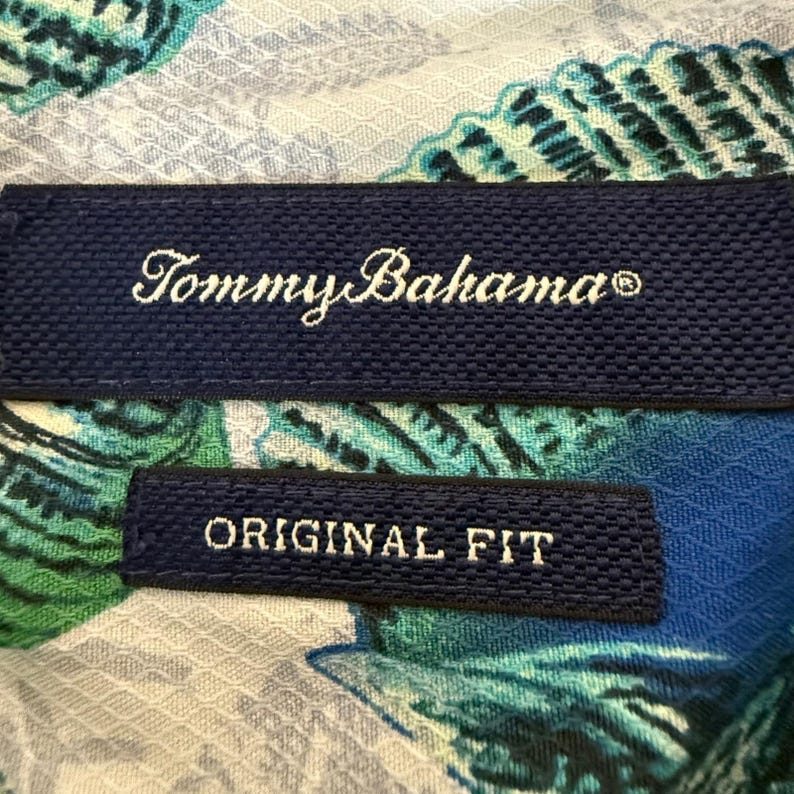 Tommy Bahama Hawaiian Silk Shirt Mens 2XL Button Up Seashell Aloha Short Sleeve image 2
