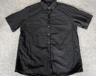 UNTUCKit Mens XL Tall Black Short Sleeve Button Up Shirt Cotton Casual Dress