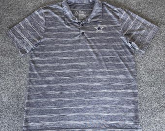 Dallas Cowboys Polo Shirt Mens Large Striped NFL Short Sleeve Performance Golf