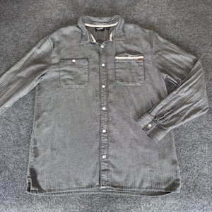 Vans Shirt Mens XXL Herringbone Gray Long Sleeve Button Up Grunge Skate Casual