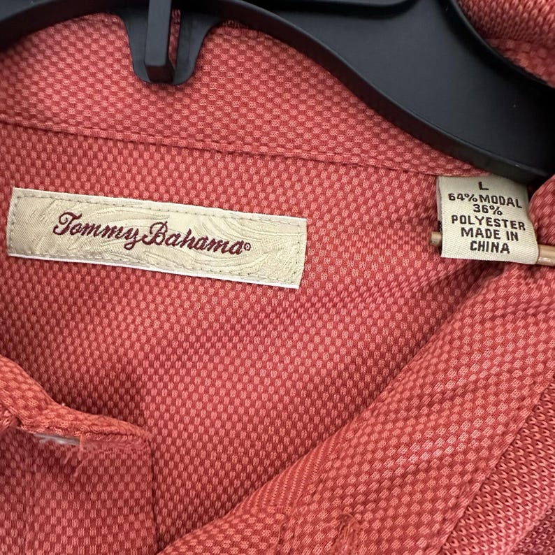 Tommy Bahama Polo Shirt Men Large Rust Orange Short Sleeve Modal Pullover Adult image 2