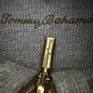 Tommy Bahama Reversible Quarter Zip Pullover Mens Large Grey Blue Cotton Tencel image 3
