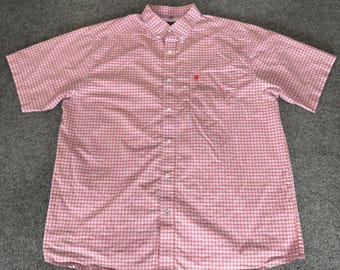 Ariat Pro Series Mens XL Red Plaid Stretch Short Sleeve Button Down Shirt Cowboy