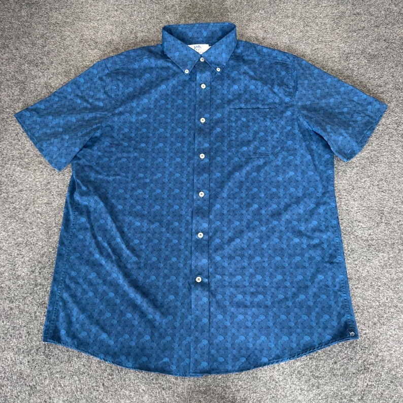 Southern Tide Mens Blue Geometric Wave Short Sleeve Button Down Shirt Large image 1