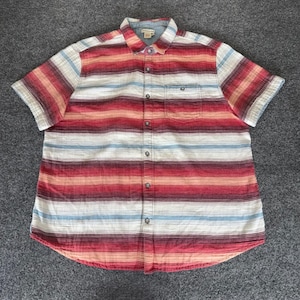 Carbon2Cobalt Striped Button Up Short Sleeve Casual Shirt Mens XL