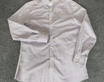 Charles Tyrwhitt Men 15.5 33 Slim Fit Non Iron Cotton Check Dress Shirt Red Blue