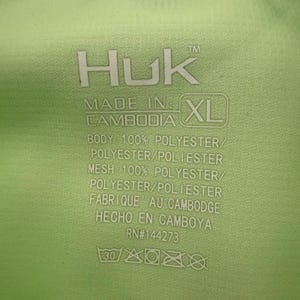 HUK Fishing Shirt Men XL Green Lightweight Short Sleeve Button Up Outdoor Angler image 2