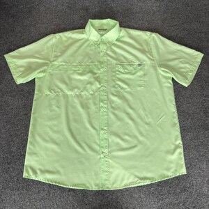 HUK Fishing Shirt Men XL Green Lightweight Short Sleeve Button Up Outdoor Angler image 1