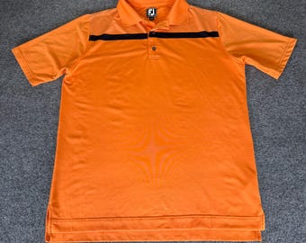 FootJoy Athletic Fit Golf Polo Shirt Moisture Wicking Orange Black Mens Large