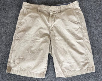 J.Crew Mens Khaki Chino Shorts Tan Cotton 33 Casual Summer Flat Front Classic
