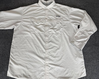 Columbia PFG Mens Long Sleeve Button Up Shirt XXL White Omni-Shade Fishing