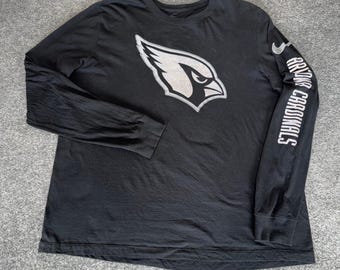 Nike Arizona Cardinals Mens XL Long Sleeve T-Shirt Black Silver NFL Graphic Tee