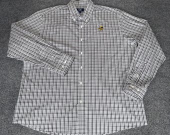 Cutter & Buck Mens Minnesota Vikings Gingham Plaid Button Down Shirt XXL Black