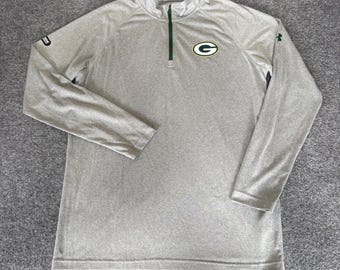 Under Armour Green Bay Packers NFL Combine HeatGear 1/4 Zip Gray Mens Medium