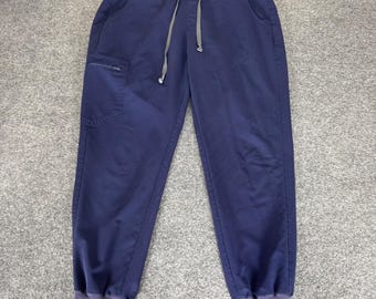 FIGS Zamora Womens Large Navy Blue Scrub Jogger Pants Medical Stretch Uniform