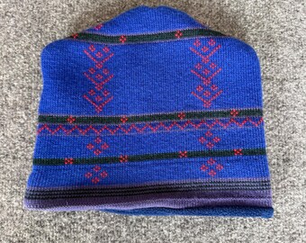 Patagonia '92 Wool Blend Capilene Lined Beanie Hat Blue VTG Outdoor Winter