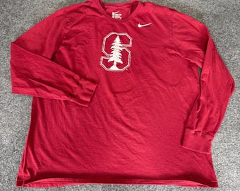 Nike Stanford University Long Sleeve Tee Mens XXL Cardinal Red Athletic Shirt