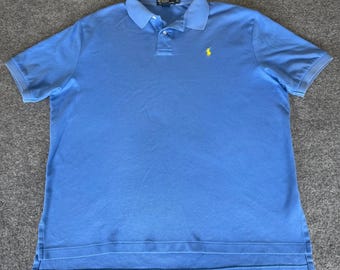 Polo Ralph Lauren Shirt XL Blue Classic Fit Short Sleeve Cotton Casual Mens Top