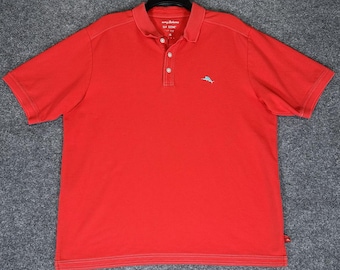 Tommy Bahama Island Zone Polo Shirt Mens Medium Red Supima Short Sleeve Adult