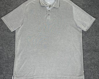 Tommy Bahama Polo Shirt Mens 2XL Grey Short Sleeve Casual XXL Dadcore Adult