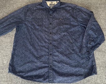 Buffalo David Bitton Shirt Floral Blue Mens 2XL Button Up Long Sleeve Casual