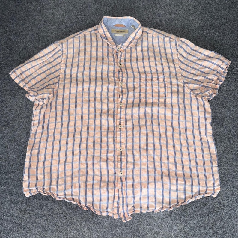 Tommy Bahama Mens XXL Island Modern Fit Linen Blend Plaid Short Sleeve Shirt Bild 1