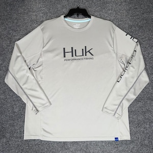 Huk Performance Fishing Shirt Long Sleeve Moisture Wicking Gray XL image 1