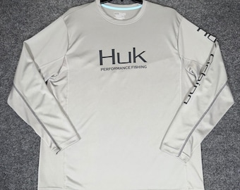 Huk Performance Fishing Shirt Long Sleeve Moisture Wicking Gray XL
