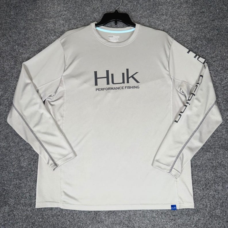 Huk Performance Fishing Shirt Long Sleeve Moisture Wicking Gray XL image 1