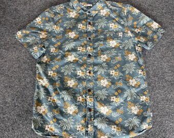 Katin Mens XS Tropical Floral Button Up Shirt Short Sleeve Hawaiian Casual Beach