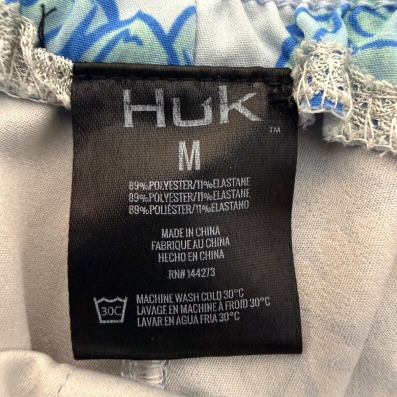 HUK Shorts Men Medium 30x5 Blue Floral Swim Trunks Fishing Quick Dry Performance imagem 2