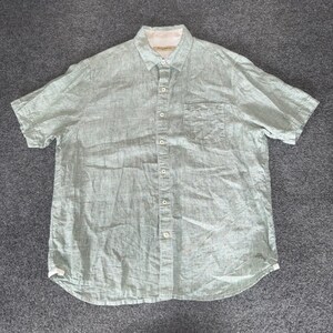 Tommy Bahama Mens Large Green 100% Linen Short Sleeve Button Up Shirt Casual image 1