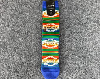 Stance Dwyane Wade Mens Crew Socks Large Southwest Aztec Rainbow Athletic Casual