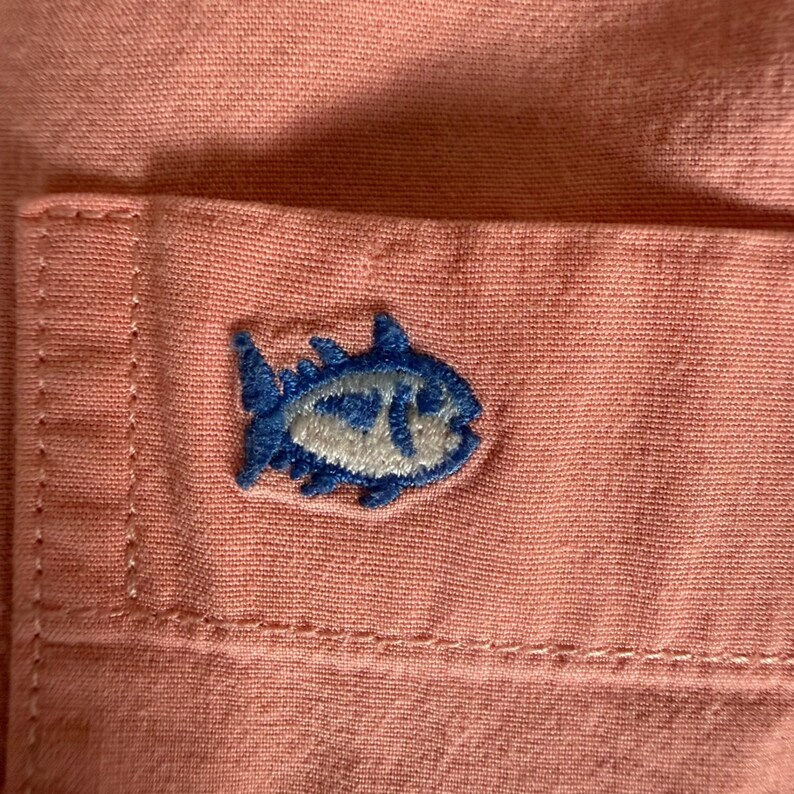 Southern Tide Mens Large Coral Pink Long Sleeve Button Down Shirt Cotton Casual bild 4