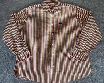 Faconnable Shirt Mens XL Long Sleeve Button Up Striped Cotton Dress Casual