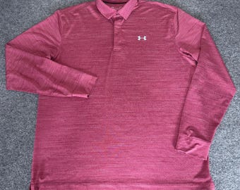 Under Armour Mens XL Loose Fit Long Sleeve Polo Shirt Performance Golf Athletic