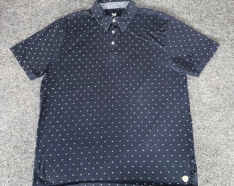 Desert Dunes Mens Medium Blue Geometric Polo Shirt Short Sleeve Golf Performance